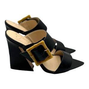 Jessica Simpson Black Heels with Bamboo Buckle